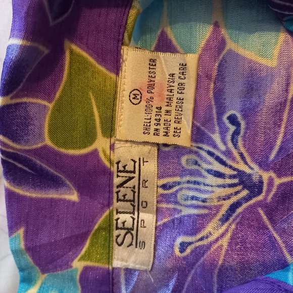 Size M 10 Selene Sport Purple & Multi Floral Sleeveless Tie Bottom Shirt - Picture 6 of 7